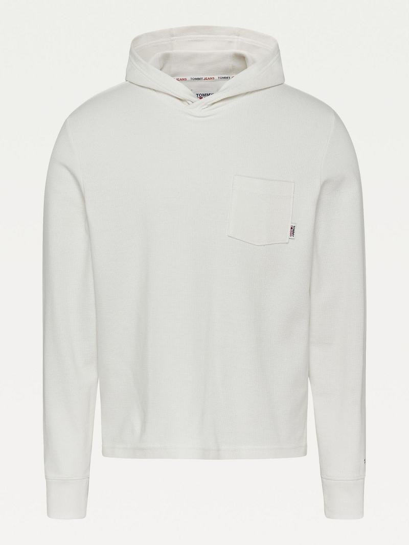 Férfi Tommy Hilfiger Organic cotton waffle Hoodies Fehér | HU 1241ZUT